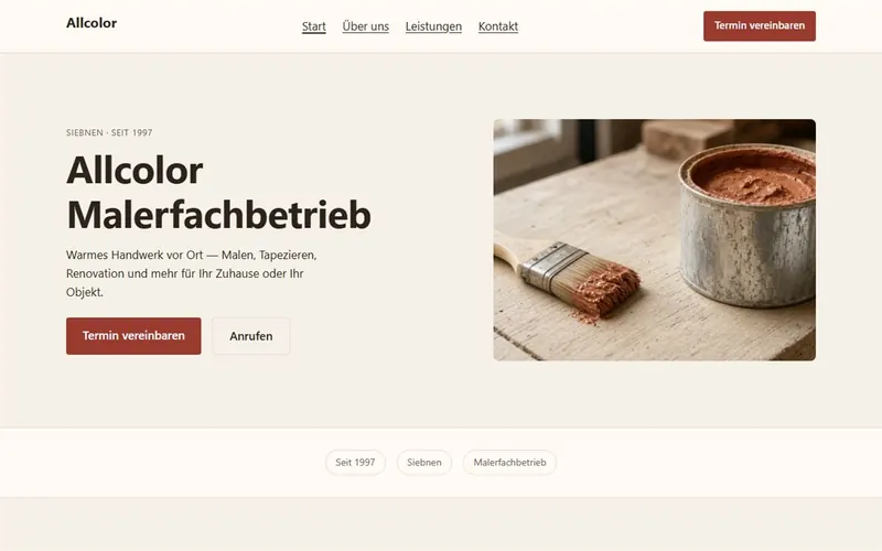 Startseite der Website von Allcolor