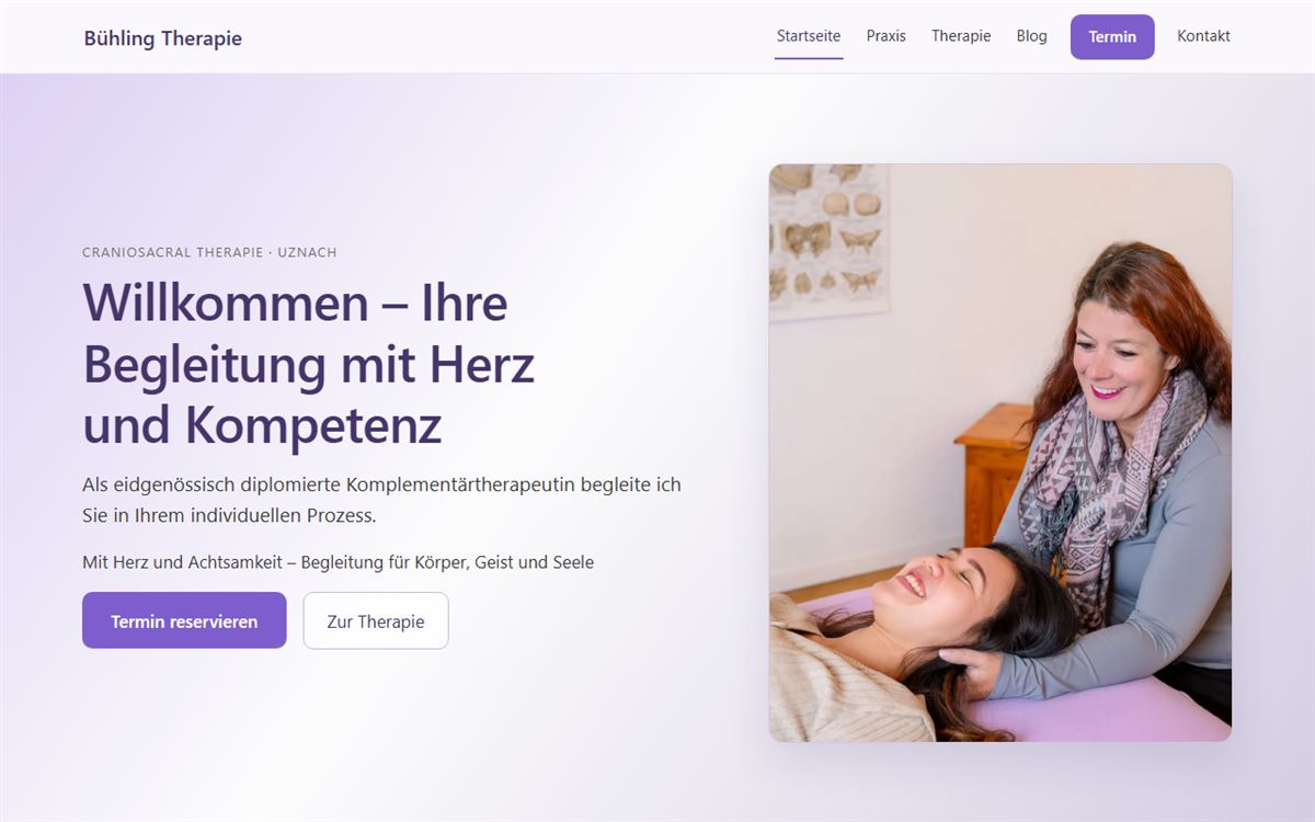 Startseite der Website von Bühling Therapie
